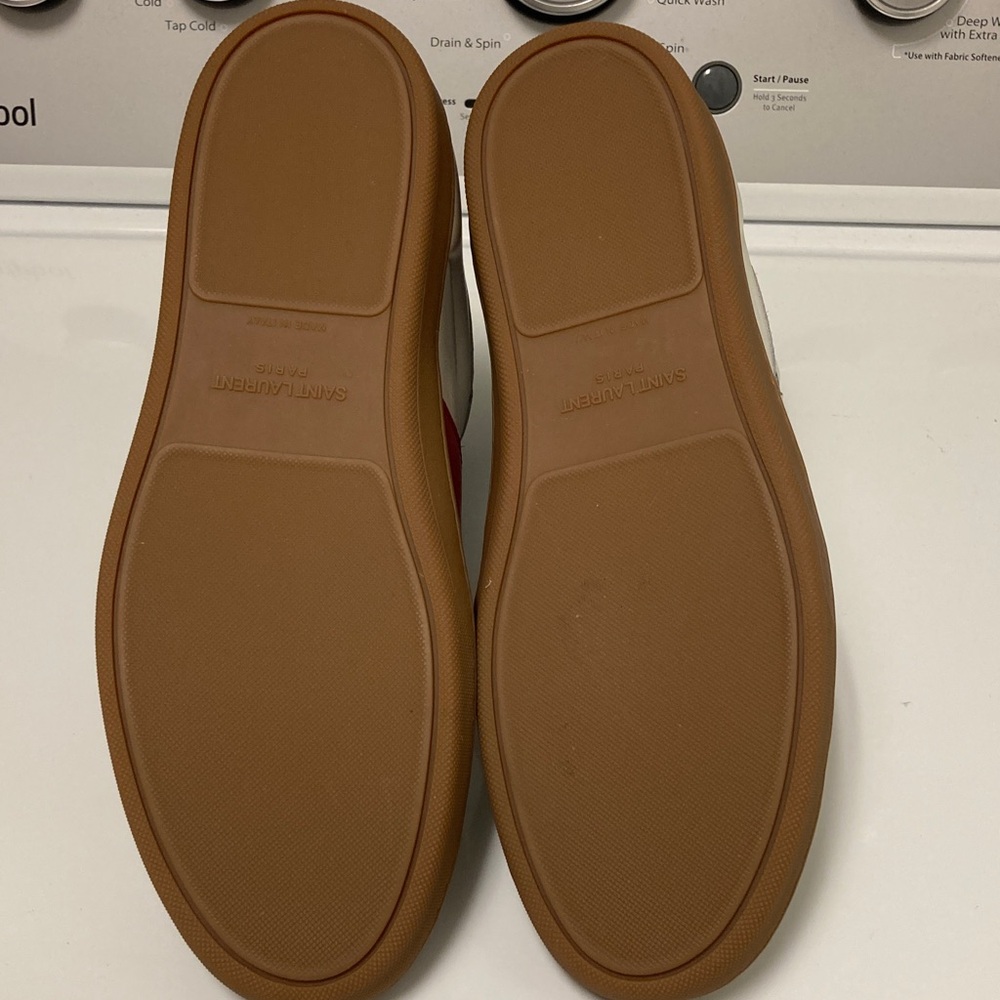NWOT Saint Laurent White and Red Leather Sneakers - Picture 10 of 12